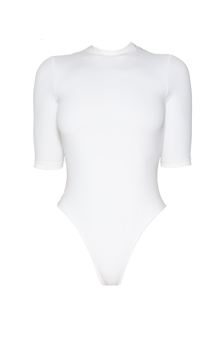 Belinda Half Sleeve Bodysuit - White