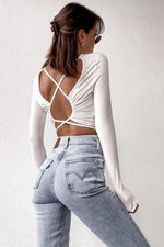 Jersey Open Back Crop Top - White