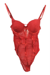 Kim Sexy Lace Bodysuit - Red