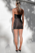 Ariella Ruched Chain Strap Party Mini Dress - Black