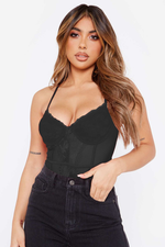 Kim Sexy Lace Bodysuit - Black