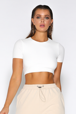 Yvonne Ribbed Crop Top - White