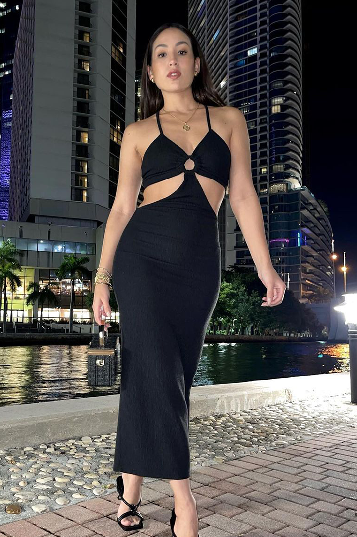 Hula Cut Out Maxi Dress - Black