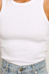 Vanessa Ribbed Fitted Tank Top - White